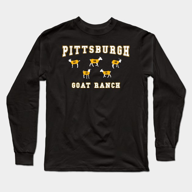 Pittsburgh Hockey GOAT Ranch Funny Hockey Animals Long Sleeve T-Shirt by markz66